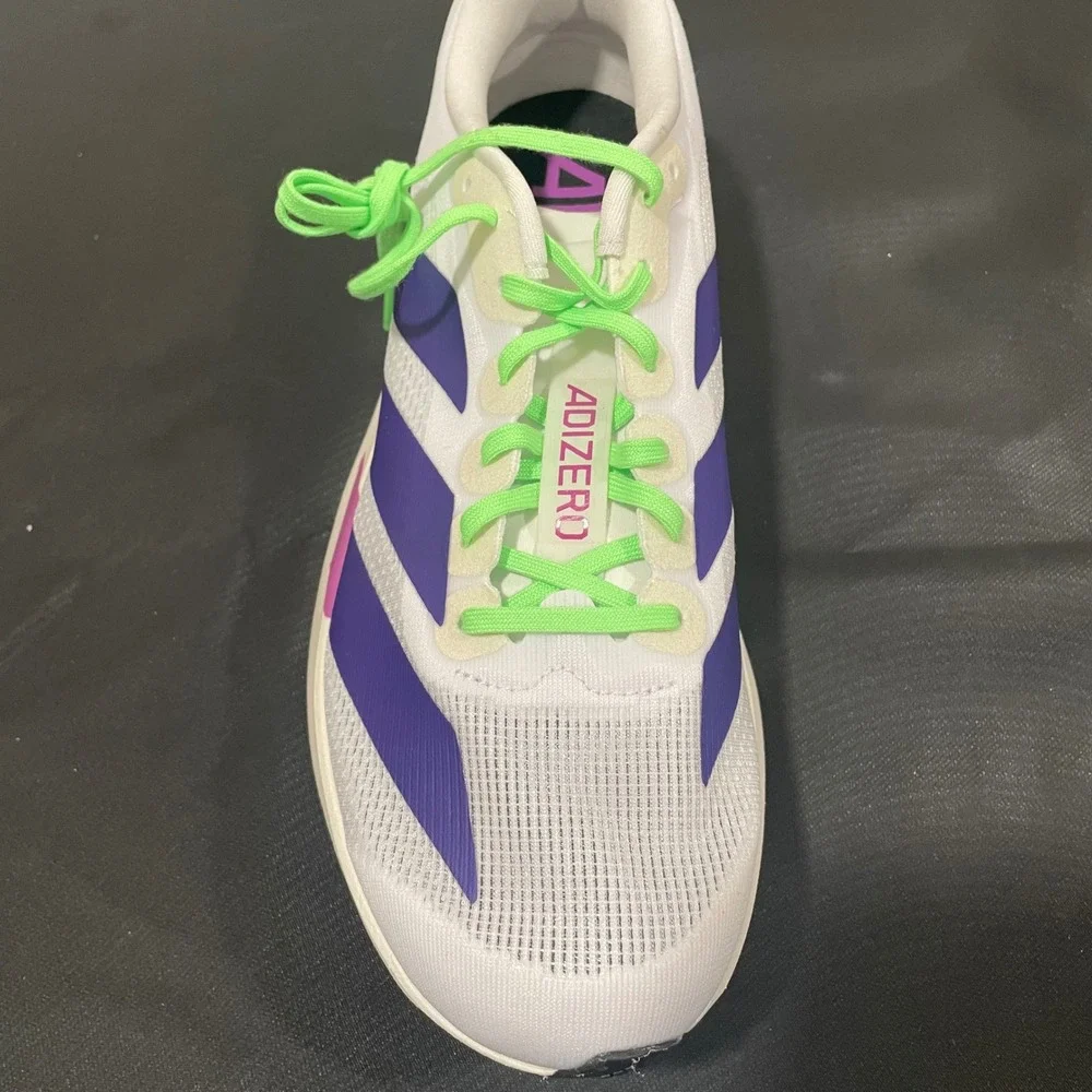 Adidas Adizero Evo SL Running Shoes White Purple Pink JS4456 Men 9.5 Womens 10.5